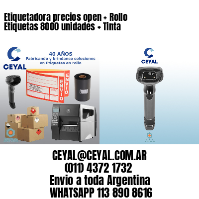 Etiquetadora precios open + Rollo Etiquetas 8000 unidades + Tinta