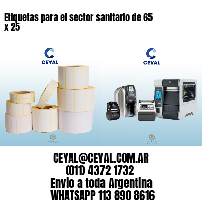Etiquetas para el sector sanitario de 65 x 25