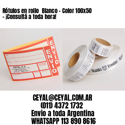 Rótulos en rollo  Blanco – Color 100×50 – ¡Consultá a toda hora!