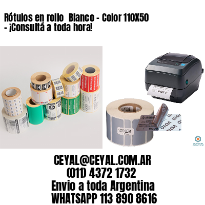 Rótulos en rollo  Blanco – Color 110X50 – ¡Consultá a toda hora!