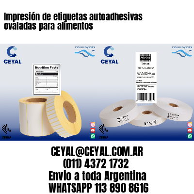 Impresión de etiquetas autoadhesivas ovaladas para alimentos
