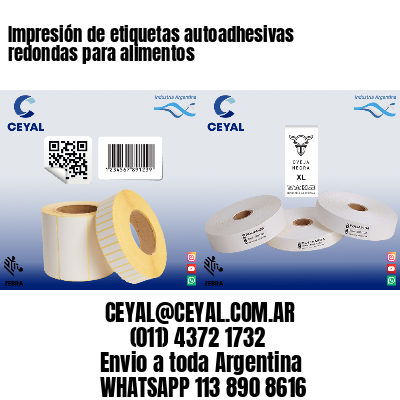 Impresión de etiquetas autoadhesivas redondas para alimentos