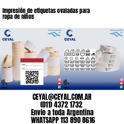 Impresión de etiquetas ovaladas para ropa de niños