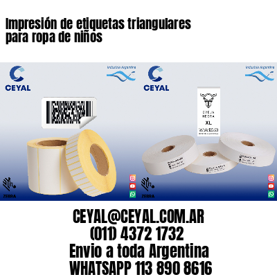 Impresión de etiquetas triangulares para ropa de niños