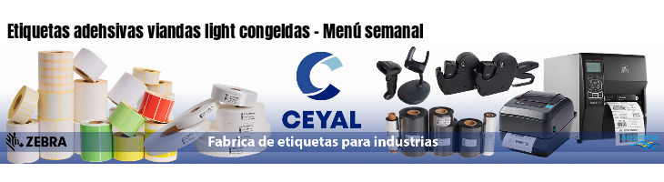 Etiquetas adehsivas viandas light congeldas - Menú semanal