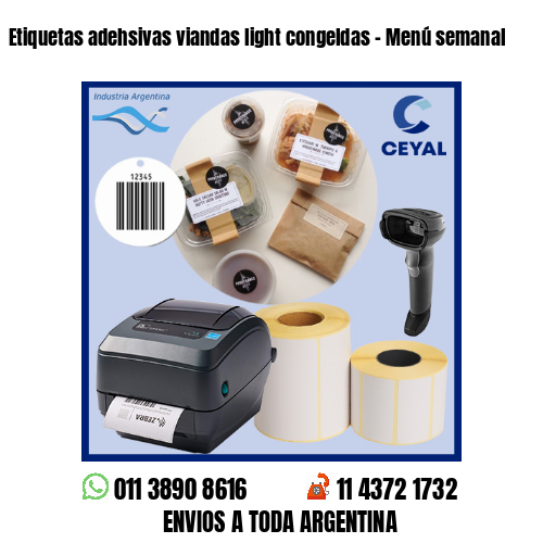 Etiquetas adehsivas viandas light congeldas – Menú semanal