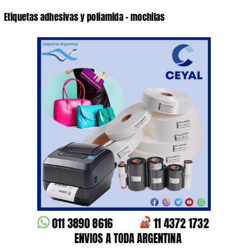 Etiquetas adhesivas y poliamida – mochilas