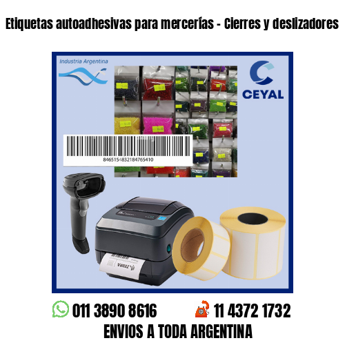 Etiquetas autoadhesivas para mercerías – Cierres y deslizadores