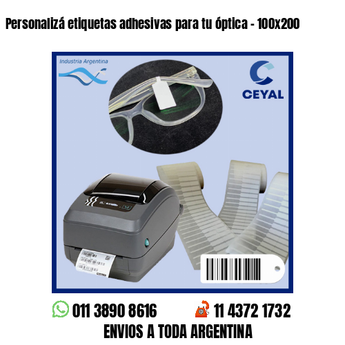 Personalizá etiquetas adhesivas para tu óptica – 100×200