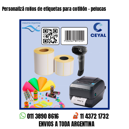 Personalizá rollos de etiquetas para cotillón – pelucas