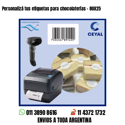 Personalizá tus etiquetas para chocolaterías – 80X25