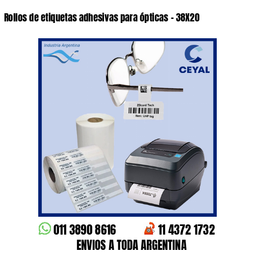 Rollos de etiquetas adhesivas para ópticas – 38X20