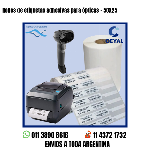 Rollos de etiquetas adhesivas para ópticas – 50X25