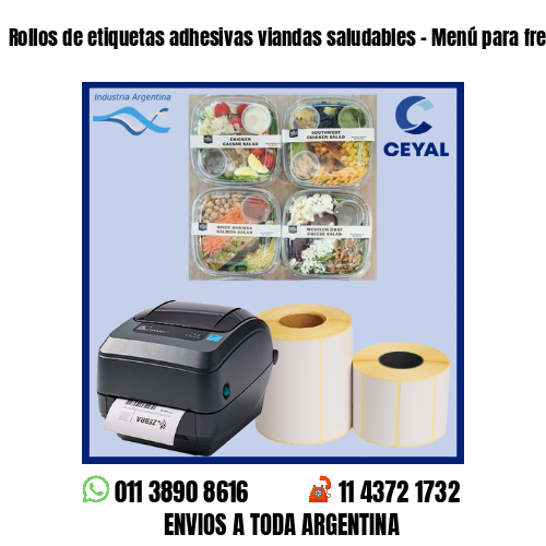 Rollos de etiquetas adhesivas viandas saludables – Menú para freezer