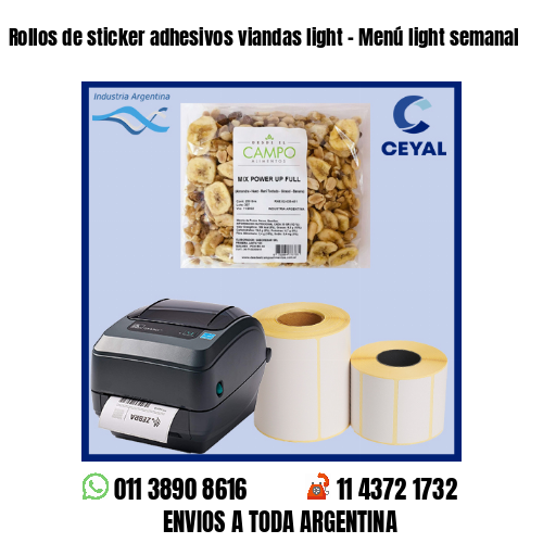 Rollos de sticker adhesivos viandas light – Menú light semanal