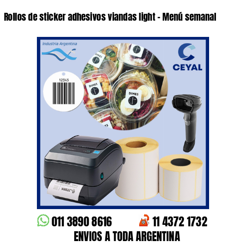 Rollos de sticker adhesivos viandas light – Menú semanal