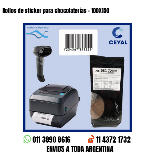Rollos de sticker para chocolaterías – 100X150