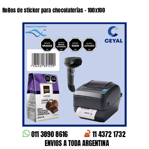 Rollos de sticker para chocolaterías – 100×100