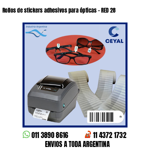 Rollos de stickers adhesivos para ópticas – RED 28
