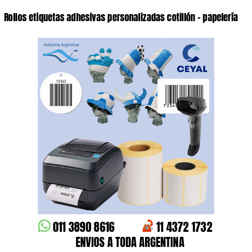 Rollos etiquetas adhesivas personalizadas cotillón – papelería