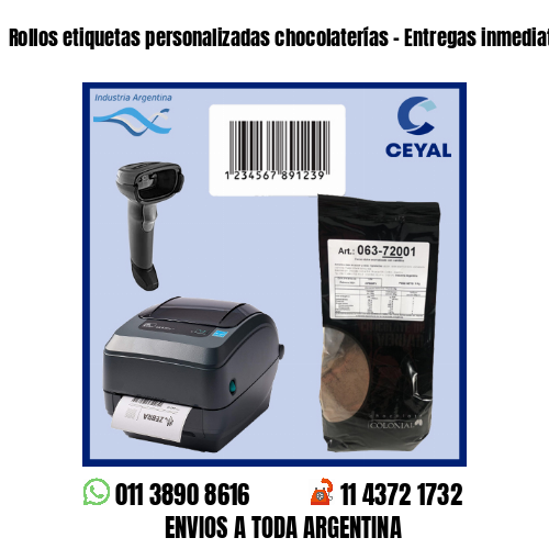 Rollos etiquetas personalizadas chocolaterías – Entregas inmediatas!