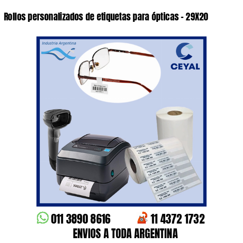 Rollos personalizados de etiquetas para ópticas – 29X20