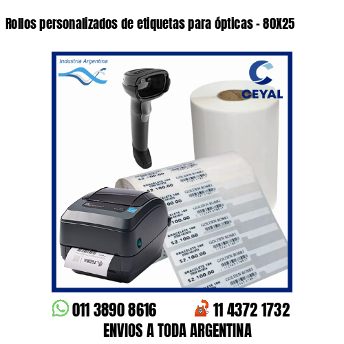 Rollos personalizados de etiquetas para ópticas – 80X25