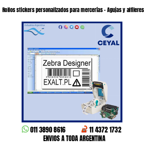 Rollos stickers personalizados para mercerías – Agujas y alfileres
