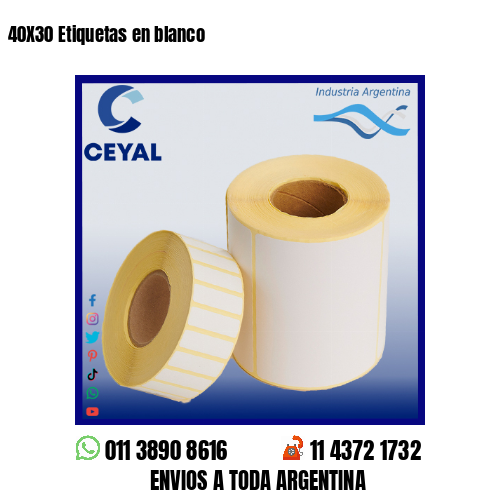 40X30 Etiquetas en blanco