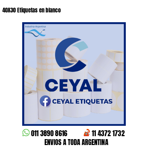 40X30 Etiquetas en blanco 