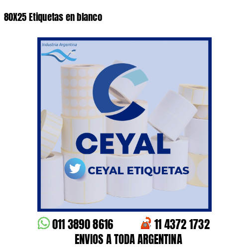 80X25 Etiquetas en blanco 