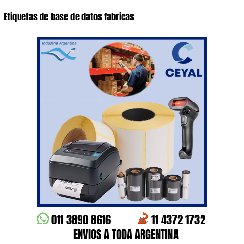 Etiquetas de base de datos fabricas