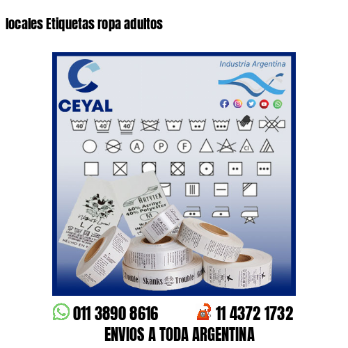 locales Etiquetas ropa adultos