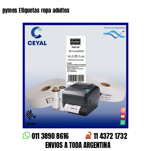 pymes Etiquetas ropa adultos