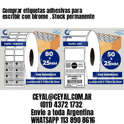 Comprar etiquetas adhesivas para escribir con birome . Stock permanente
