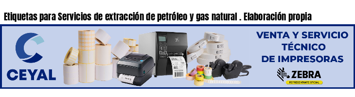 Etiquetas para Servicios de extracción de petróleo y gas natural . Elaboración propia