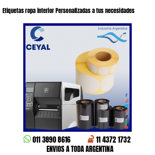 Etiquetas ropa interior Personalizadas a tus necesidades