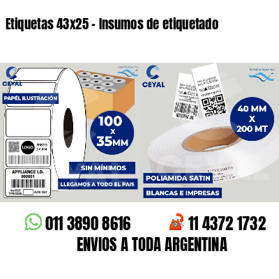 Etiquetas 43x25 - Insumos de etiquetado