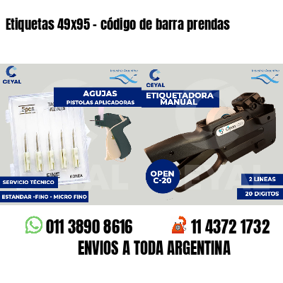 Etiquetas 49x95 - código de barra prendas