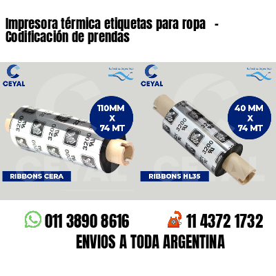 Impresora térmica etiquetas para ropa   - Codificación de prendas