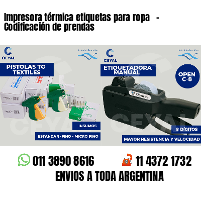 Impresora térmica etiquetas para ropa   - Codificación de prendas