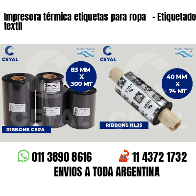 Impresora térmica etiquetas para ropa - Etiquetado textil