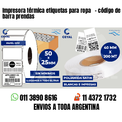Impresora térmica etiquetas para ropa   - código de barra prendas