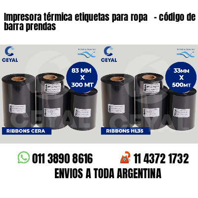 Impresora térmica etiquetas para ropa   - código de barra prendas