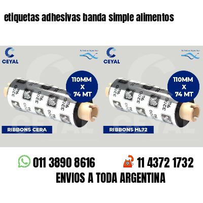etiquetas adhesivas banda simple alimentos