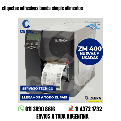 etiquetas adhesivas banda simple alimentos