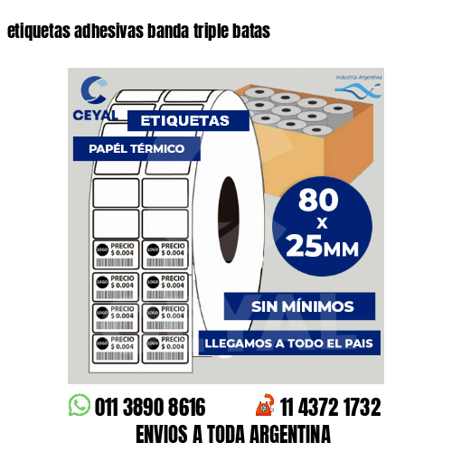 etiquetas adhesivas banda triple batas