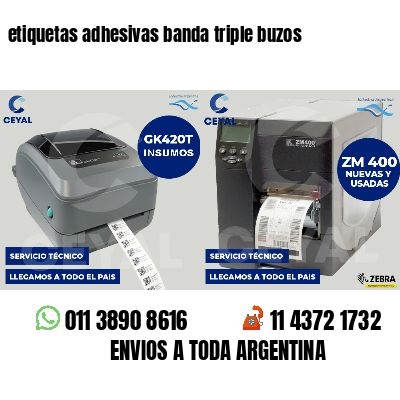 etiquetas adhesivas banda triple buzos