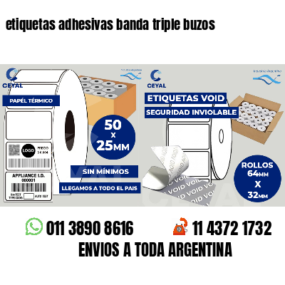 etiquetas adhesivas banda triple buzos