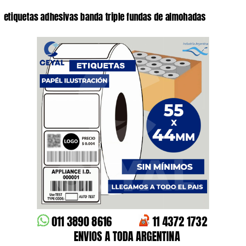 etiquetas adhesivas banda triple fundas de almohadas